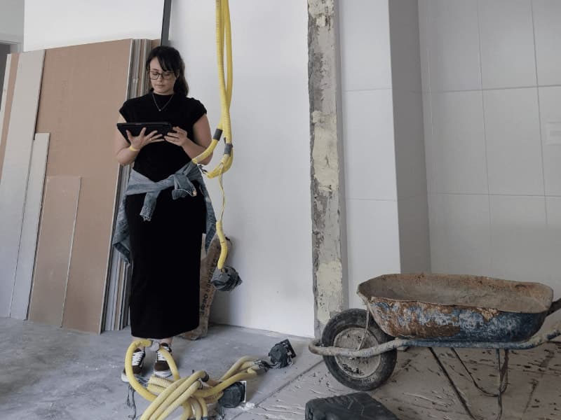 Arquiteta acompanhando obra residencial
